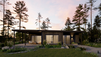 Villa préfabriquée à un étage de 185 m2, 2000 pieds carrés - 45'x51', 3 chambres, 2 salles de bain, panneaux sandwich imperméables et résistants au feu, construction rapide