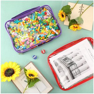 Toptan Su Geçirmez Şeffaf PVC Geri Dönüştürülebilir Ayakta Duran Kilitli Oyuncak Saklama Poşetleri, Fermuarlı Üst, Kabartmalı Özel Boyut ve Logo - Product Image 5