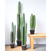 Colonne de cactus artificielle à trois têtes 63-145cm, plante du désert verte en pot, résistante aux UV, écologique pour la décoration de la maison et du jardin