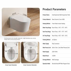 Smart Auto <span class=keywords><strong>Inodoro</strong></span> inteligente Colgado en la pared Diseño alargado Control remoto inteligente Calefacción Sin presión de agua Características <span class=keywords><strong>Inodoro</strong></span> WC inteligente - Product Image 6