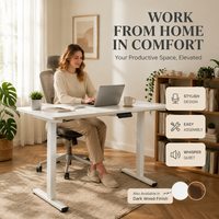 Bureau debout électrique ergonomique marron à hauteur réglable avec commande numérique pour mobilier de bureau professionnel