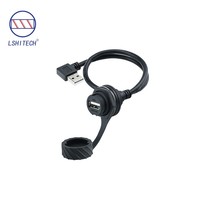 Conector Industrial Electrónico Impermeable Lshitech Macho a 90 Grados °   Conectores USB, Cable de Extensión con Conector de Aviación para Transmisión de Datos, 0.3-1m
