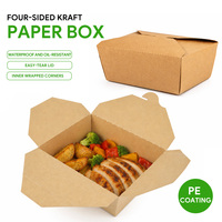 Kraftpapier-Lebensmittelbox Vierseitig Faltbarer Takeout-Behälter Ölbeständige PE-Beschichtete Einweg-Lunchbox Individuelles Logo Papierschale