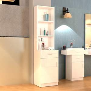 Mueble Alto de Panel de Triamina Blanco con Relieve DB, con Una Puerta, Un Cajón, Tres Compartimentos, Elevador para Baño - Product Image 1
