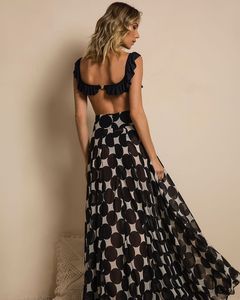 2024 Summer Floral Print <strong>Maxi</strong> <strong>Dress</strong> for Women Cut Out Sexy Halter Neck Floor-Length Knit Club Party Skirt for Vacation Beach - Product Image 1