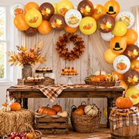 Balon Thanksgiving, Dekorasi Musim Gugur Labu, Set Lateks Labu Maple untuk Latar Belakang Thanksgiving, Baby Shower, dan Ulang Tahun