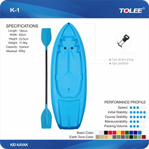 TOLLEE Kayak pour enfants de 6 pieds et 180cm, <span class=keywords><strong>mini</strong></span> kayak de pêche assis sur le dessus mignon pour enfants, coque en plastique PE pour pagayeur simple pour les rivières - Product Image 2