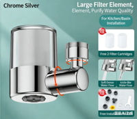 Robinet extractible universel en laiton avec filtre anti-calcaire et aérateur, finition chromée, buse anti-éclaboussures pour cuisine et salle de bain, à commande tactile