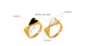 Bague double cœur en nacre blanche pour femme |   Acier inoxydable plaqué or 18K PVD |   Imperméable Hypoallergénique - Product Image 5