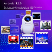 YDH-Y400 Vente en gros 2025 Nouveau produit phare 4K Haute définition Android 1080P 300ANSI Android 12 Mise au point automatique Projecteur domestique intérieur