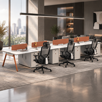 Poste de travail de bureau modulaire pour 8 personnes avec cloison de séparation et chaise ergonomique en maille – Mobilier de bureau commercial