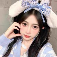 Accessoires mignons en peluche à grandes oreilles, adorable dessin animé Cinnamoroll Melody Dog, dentelle rose, nœud papillon doux, bandeau pour se laver le visage, bandeau pour femme