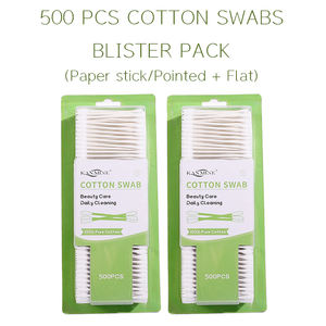 Bastoncini di Cotone 100% Originali per Igiene e Cura della Bellezza, 500 Pezzi con Bastoncino di Carta per Trucco e Pulizia - Product Image 2