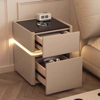 Nouvelle Table de Chevet Moderne 2026 avec Coffre-Fort, Lumières LED, Recharge USB Sans Fil, Meuble de Chambre avec Assurance