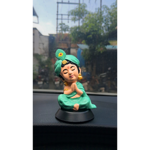 Hand-Painted Lord Krishna Idol (Natural Finish) Spiritual Decorative Showpiece for <b>Home</b> <b>Temple</b> Office Desk, Car Dashboard & Gift - Product Image 6