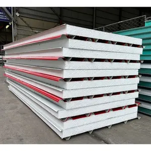 中国建筑制造低价高品质防水夹芯板屋顶铝pu eps泡沫夹芯板