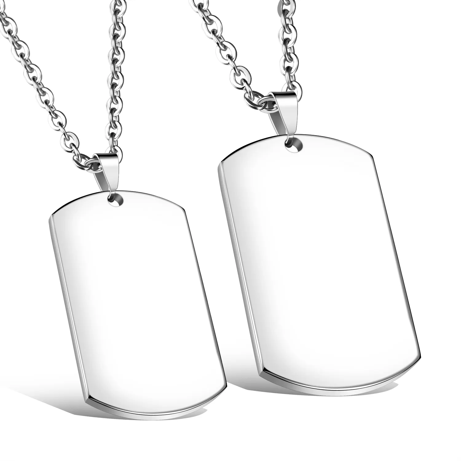 Couple Stainless Steel Jewellery Personalized Women Men Blank Custom Dogtag Engraving Pendant Necklaces Jewelry