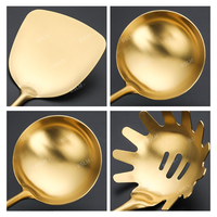 Ensemble d'ustensiles de cuisine en acier inoxydable poli miroir résistant à la chaleur, 7 pièces, avec louche et support pour outils de cuisine