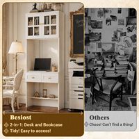 Bibliothèque en bois Besiost de 80 pouces de hauteur avec bureau intégré, design modulaire pour les petits espaces, les chambres, les salons et les hôtels