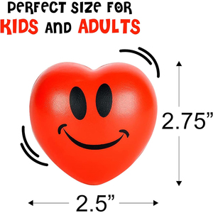 Jouets en mousse rouge anti-stress, balles à presser avec visage souriant, cœurs à presser pour enfants et adultes - Product Image 4
