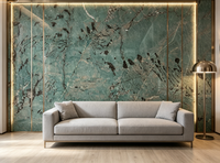 Marbre d'Amazonite Naturel Vert Émeraude Vif avec Veines Argentées, Étanche pour Cuisine, Salle à Manger, Intérieur de Luxe et Décoratif