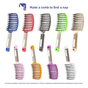 Venta al <span class=keywords><strong>por</strong></span> mayor de cepillo de estilismo de peluquería con logotipo personalizado ventilado peine de plástico suave desenredar el cabello masaje desenredante - Product Image 2