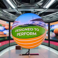 Écran vidéo sphérique LED 4K RAVLED de différentes tailles (diamètre 0,2m-2m) pour salles d'exposition intérieures, options de montage au sol/plafond