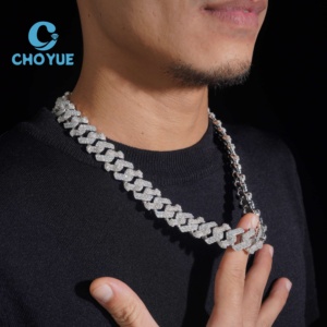 ลดราคาพิเศษ สร้อยคอเงินแท้ S925 ขนาด 18 มม. แบบ Cuban Link 2 แถว ประดับเพชรโมอิสซาไนต์ สไตล์ฮิปฮอป เครื่องประดับคุณภาพสูง สร้อยคอผู้ชาย ผ่านการทดสอบเพชร GRA - Product Image 6