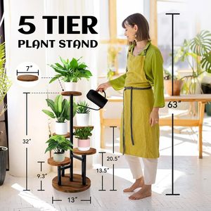 Étagère <span class=keywords><strong>en</strong></span> <span class=keywords><strong>bambou</strong></span> métallique à 3 niveaux, revêtement <span class=keywords><strong>en</strong></span> poudre, écologique, moderne, support de présentation de pot de fleurs de bureau - Product Image 2
