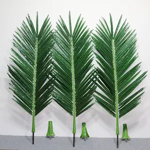Yapay palmiye ağacı dekoratif plastik kare tüp açık yapay gevşek kuyruk ayçiçeği yaprakları bırakır
