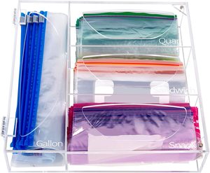 High Transparent Clear Acrylic Plastic Bag Dispenser Ziplock Bag Storage Organizer