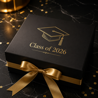 Boîte Cadeau de Remise de Diplôme Noir et Or Pliable avec Fermeture Magnétique, Lamination Mate, Gaufrage Personnalisé, Emballage Cadeau Classe 2026, Quatre Couleurs