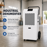 Nouveau déshumidificateur commercial portable 168L/jour avec roues et écran numérique pour le contrôle de l'humidité des petites caves