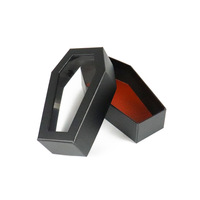 Boîte télescopique en carton noir gothique miniature YZ personnalisée, en forme de cercueil, avec doublure en éponge, fermeture magnétique et poignée, pour cadeaux de chocolat et cils