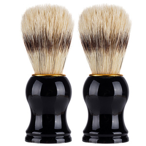 Brosse à raser en poils de sanglier, manche noir, outil de rasage et de nettoyage pour hommes - Product Image 5