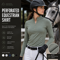 Chemise d'équitation personnalisée pour femme, perforée, manches longues, protection UV, respirante, extensible dans les 4 sens, pull à quart de zip