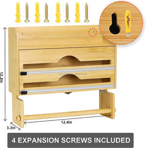 Feuille et emballage en plastique organisateur <span class=keywords><strong>papier</strong></span> ciré cuisine <span class=keywords><strong>papier</strong></span> essuie-tout et pots à épices organisateur bambou feuille d'<span class=keywords><strong>aluminium</strong></span> distributeur avec <span class=keywords><strong>papier</strong></span> - Product Image 2