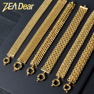 Zeadear - Cadena de Latón al por Mayor, Estilo Hip Hop, Chapada en Oro de 18k, Cadena Cubana con Eslabones de Botón de Marinero, Pulsera para Hombre y Mujer - Product Image 1