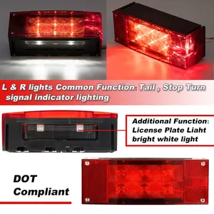 Customized New 12V Led Waterproof Submersible Trailer Light Rectangular Tail Lights Kit