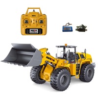 Camion chargeur télécommandé HUINA 1583 2.4G 1/14 24 canaux en alliage avec chargeur, véhicule de transport, bulldozer RC