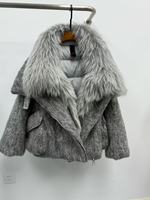 OFTBUY 2025 Nouvelle Veste d'Hiver en Laine et Duvet d'Oie pour Femme, Col en Vraie Fourrure de Raton Laveur, Parka Ample, Manteau Chaud en Cachemire et Fourrure pour Femme