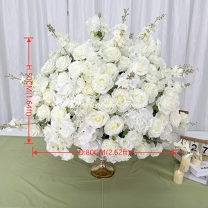 Boules de fleurs artificielles en soie DKB, centres de table, roses bordeaux, ivoire, or, décorations de table de mariage, grandes et petites fleurs de mariage - Product Image 2