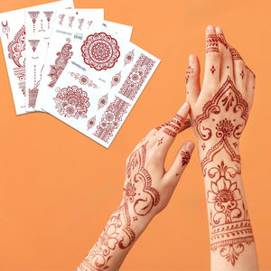 GP Vente en gros Autocollant de <span class=keywords><strong>tatouage</strong></span> temporaire imperméable au henné pour les doigts et les mains DIY Henne Pied Et Main Design Flower Mehndi Tattoo Stickers - Product Image 2