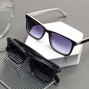 Gafas de sol de estilo Retro para hombre, lentes de sol masculinas de tendencia a la moda con logotipo personalizado, montura cuadrada de acetato de alta calidad