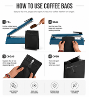 Sachet Doypack en PET pour aliments, thé, café, avec fermeture zip, soudure huit côtés, fond plat, pour emballage de grains de café, avec valve
