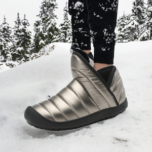 Unisex Winter Snow Boots Genuine Leather Lining Sheepskin Upper Ankle <b>Bootie</b> Breathable Lighted Waterproof Anti-Slip Black Gray - Product Image 3