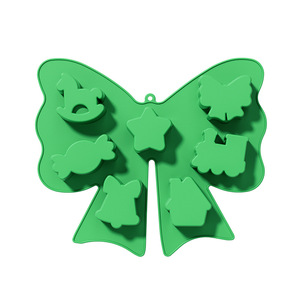 6 Cavity <b>Silicone</b> Christmas Tree Cake Mold With Bows Snowflakes Santa Claus Trees Gift Box Designs <b>Baking</b> Diy Green Red - Product Image 4