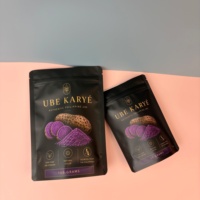 Sachets en plastique de qualité alimentaire personnalisés avec logo imprimé, finition mate, 50g 100g, pour poudre d'UBE, farine d'igname, flocons de manioc, OPP/VMPET/PE