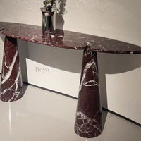 Table de console d'entrée de luxe en marbre violet Rosso Levento, design Sphere Base Design