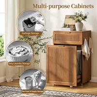 Poubelle escamotable en bois pour armoire, support de poubelle dissimulé, panier à linge, poubelle autoportante pour cuisine
